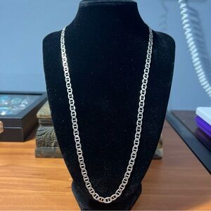Italy Sterling Silver .925 Chain 24” Long Mariner Links Necklace 19.1 Grams